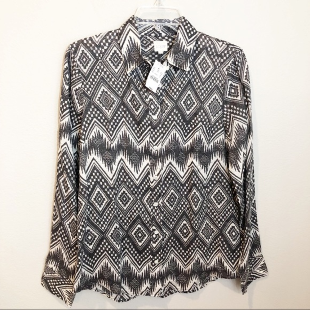 J. Crew factory linen Aztec Button Up NWT